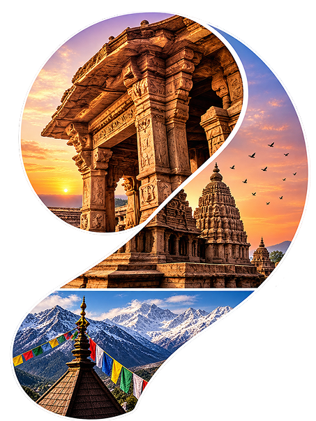 Indian heritage landscapes and temples collage