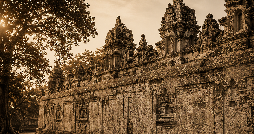 Ancient Sri Kurmanatha temple complex at Srikurmam, Andhra Pradesh, at golden hour